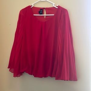 Red blouse with bell sleeve